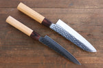 Sakai Takayuki VG10 33 Layer Damascus Japanese Chef Knife Santoku 170mm & Petty 150mm Set with Keyaki Handle(Japanese Elm) - japanny-FR