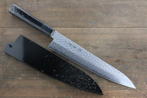 Sakai Takayuki 45 Couche de Damas Martelé Gyuto  240mm Points d'argent laqués Manipuler - japanny-FR