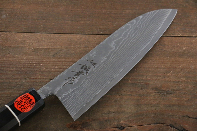 Shigeki Tanaka SG2 Damas Santoku  165mm Bois d'ébène Manipuler - japanny-FR