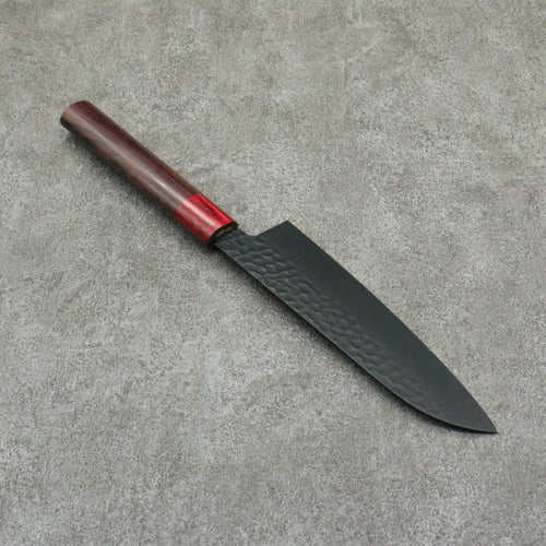 Sakai Takayuki Kurokage VG10 Martelé Revêtement en téflon Santoku Couteau Japonais 170mm Bois de rose Manipuler - japanny-FR