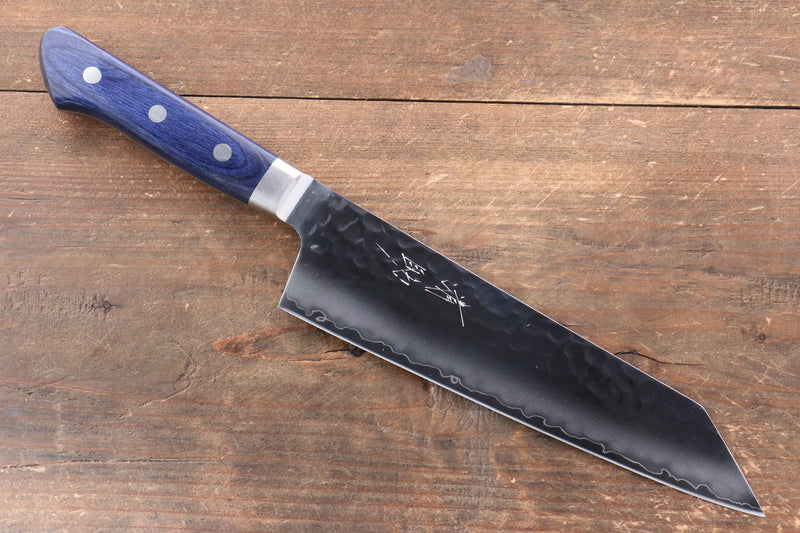 Seisuke Aotsuchi AUS10 Martelé Kiritsuke Santoku  195mm Bois de pakka bleu Manipuler avec Gaine - japanny-FR