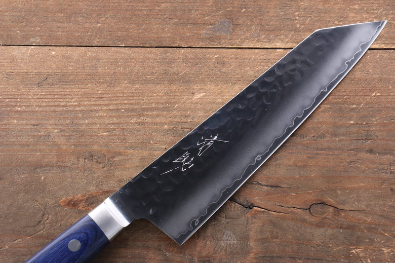 Seisuke Aotsuchi AUS10 Martelé Kiritsuke Santoku  195mm Bois de pakka bleu Manipuler avec Gaine - japanny-FR