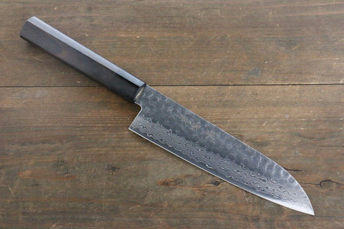 Sakai Takayuki AUS10 45 Couche de Damas Santoku  180mm Shitan Manipuler - japanny-FR