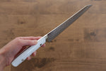 Takeshi Saji SRS13 Martelé Damas Sujihiki  240mm Pierre blanche Manipuler - japanny-FR