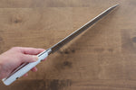 Takeshi Saji SRS13 Martelé Damas Sujihiki  240mm Pierre blanche Manipuler - japanny-FR