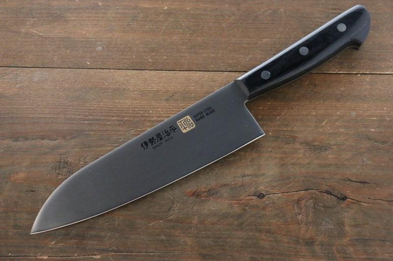 Iseya Couteau en acier au molybdène 150 mm et couteau Santoku 180 mm avec manche en bois Black Packer - japanny-FR