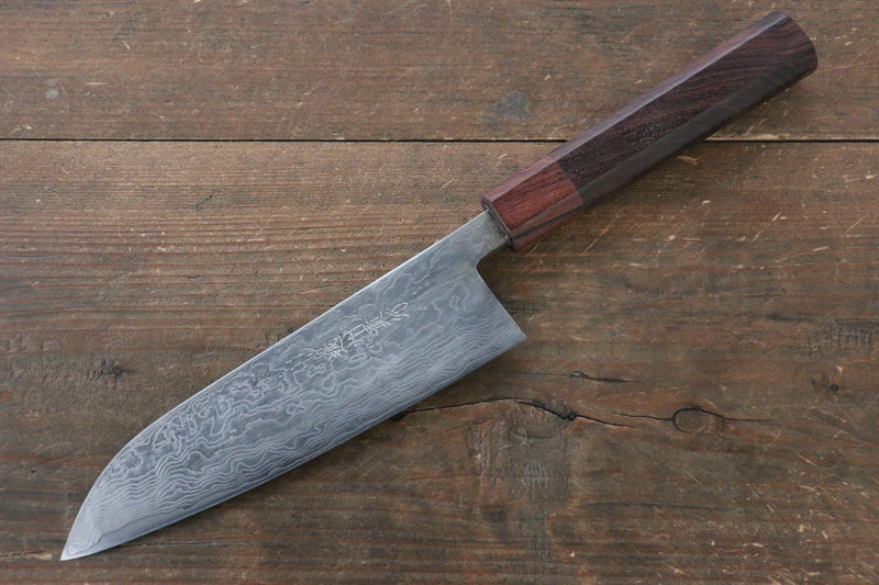 Takayuki Iwai VG10 Damas Santoku  165mm Honduras Manipuler - japanny-FR