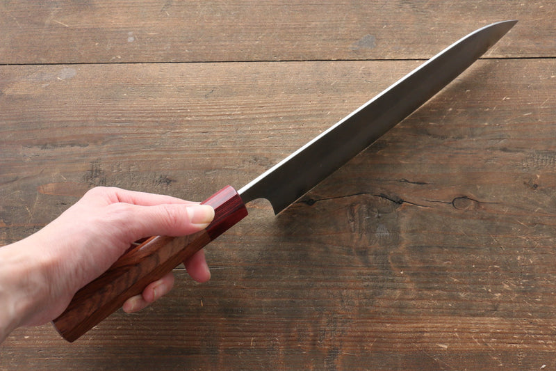 Yoshimi Kato Super Bleu Nashiji Gyuto  210mm Honduras rouge Manipuler - japanny-FR