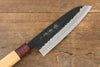 Sakai Takayuki Super Bleu Martelé Finition noire Santoku  165mm Keyaki (orme japonais) Manipuler - japanny-FR