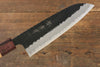 Sakai Takayuki Super Bleu Martelé Finition noire Santoku  165mm Keyaki (orme japonais) Manipuler - japanny-FR