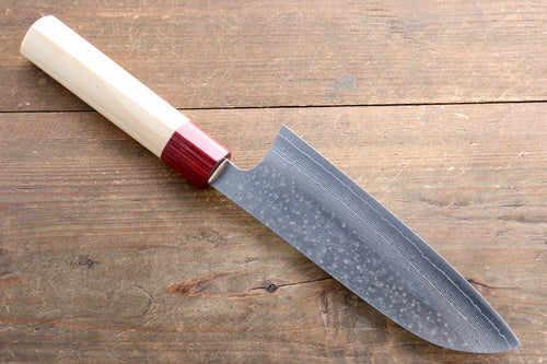 Seisuke VG10 16 couche Damaacus martelé Santoku  165mm Magnolia Manipuler - japanny-FR