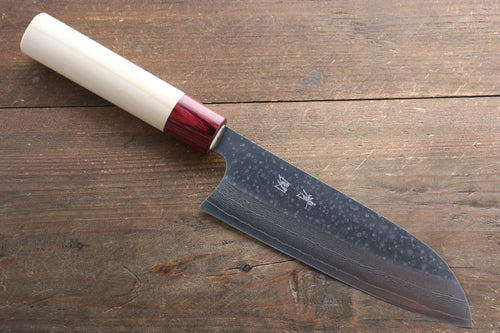 Seisuke VG10 16 couche Damaacus martelé Santoku  165mm Magnolia Manipuler - japanny-FR