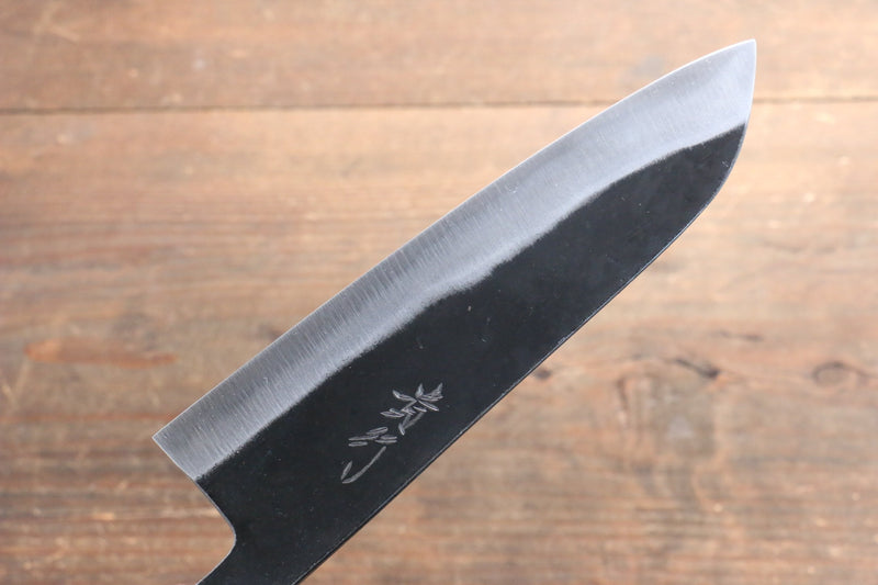 Takayuki Iwai Acier Bleu Kurouchi Santoku  165mm Shitan Manipuler - japanny-FR