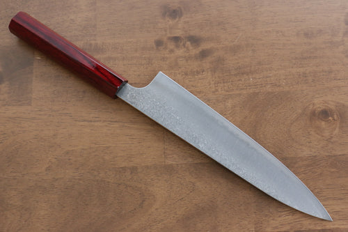 Kei Kobayashi R2/SG2 Damas Gyuto  210mm Laqué rouge Manipuler - japanny-FR