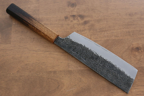 Sakai Takayuki Homura Guren Acier Bleu No.2 Kurouchi Martelé Nakiri  180mm Chêne brûlé Manipuler - japanny-FR