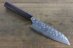 Seisuke Acier Bleu No.2 Martelé Damas Santoku  180mm Shitan Manipuler - japanny-FR