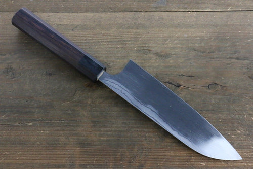 Seisuke Acier Bleu No.2 Martelé Damas Santoku  180mm Shitan Manipuler - japanny-FR