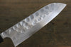 Seisuke Acier Bleu No.2 Martelé Damas Santoku  180mm Shitan Manipuler - japanny-FR