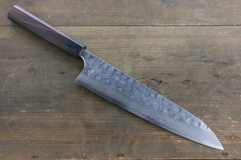 Seisuke Acier Bleu No.2 Martelé Damas Gyuto  240mm Shitan Manipuler - japanny-FR