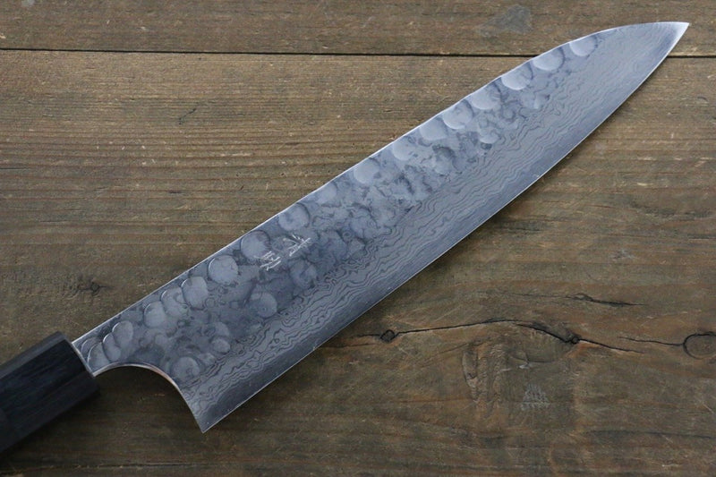 Seisuke Acier Bleu No.2 Martelé Damas Gyuto  210mm Shitan Manipuler - japanny-FR