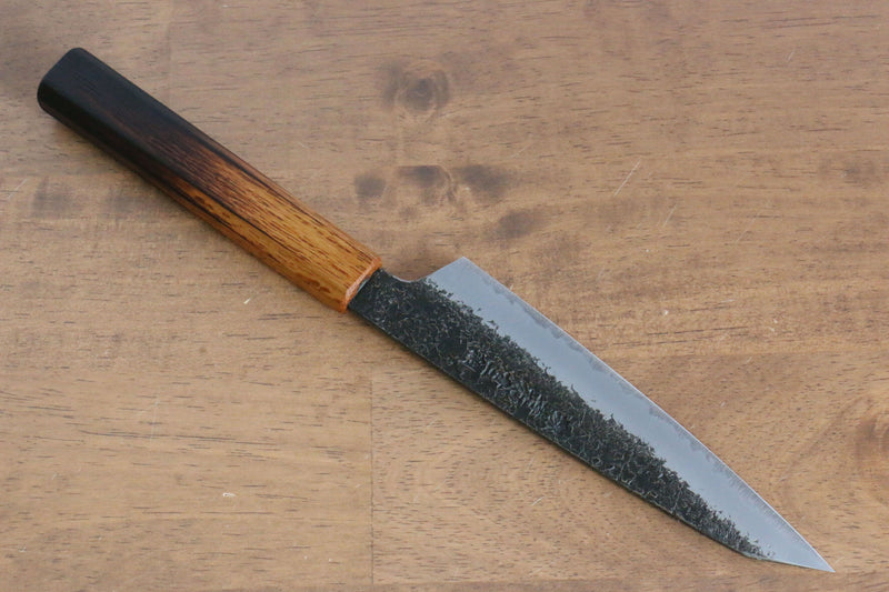 Sakai Takayuki Homura Guren Acier Bleu No.2 Kurouchi Martelé Kiritsuke Petty,Utilité  150mm Chêne brûlé Manipuler - japanny-FR