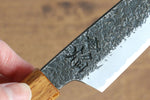 Sakai Takayuki Homura Guren Acier Bleu No.2 Kurouchi Martelé Kiritsuke Petty,Utilité  150mm Chêne brûlé Manipuler - japanny-FR