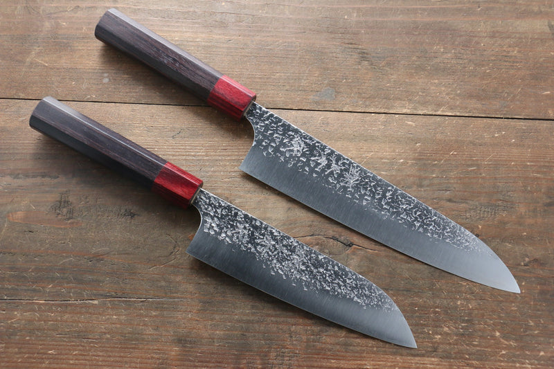 Yu Kurosaki Shizuku R2/SG Hammered Gyuto Knife 210mm & Santoku Knife 165mm Set - japanny-FR