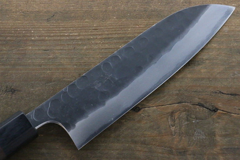 Seisuke Acier Bleu No.2 Martelé Kurouchi Santoku  180mm Shitan Manipuler - japanny-FR