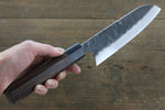 Seisuke Acier Bleu No.2 Martelé Kurouchi Santoku  180mm Shitan Manipuler - japanny-FR