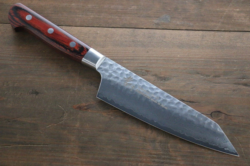 Sakai Takayuki VG10 33-Couches Damas Kiritsuke Santoku  160mm Bois d'acajou Pakka Manipuler - japanny-FR