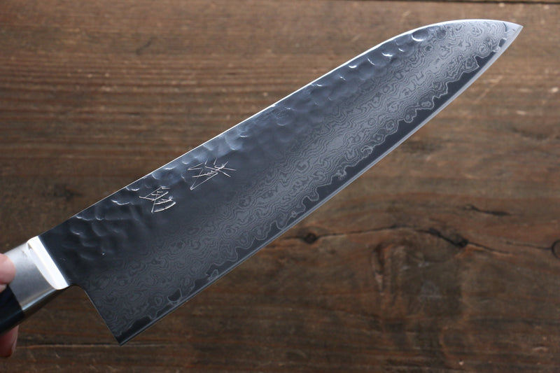 Seisuke Seiun VG10 33-Couches Damas Santoku  180mm Bois de pakka bleu Manipuler avec Gaine - japanny-FR