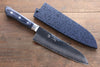 Seisuke Seiun VG10 33-Couches Damas Santoku  180mm Bois de pakka bleu Manipuler avec Gaine - japanny-FR