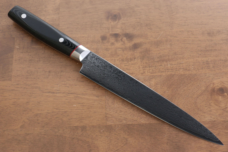 Seisuke VG10 Finition miroir Damas Couteau à trancher  210mm Micarta noir Manipuler - japanny-FR