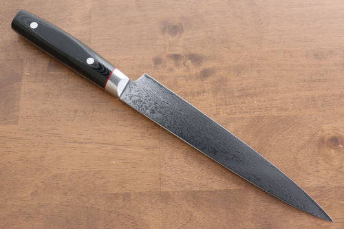 Seisuke VG10 Finition miroir Damas Couteau à trancher  210mm Micarta noir Manipuler - japanny-FR