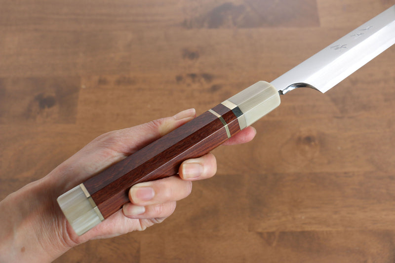 Yu Kurosaki Acier Bleu No.2 Finition en miroir Yanagiba  330mm Bois d'ébène rouge Manipuler - japanny-FR