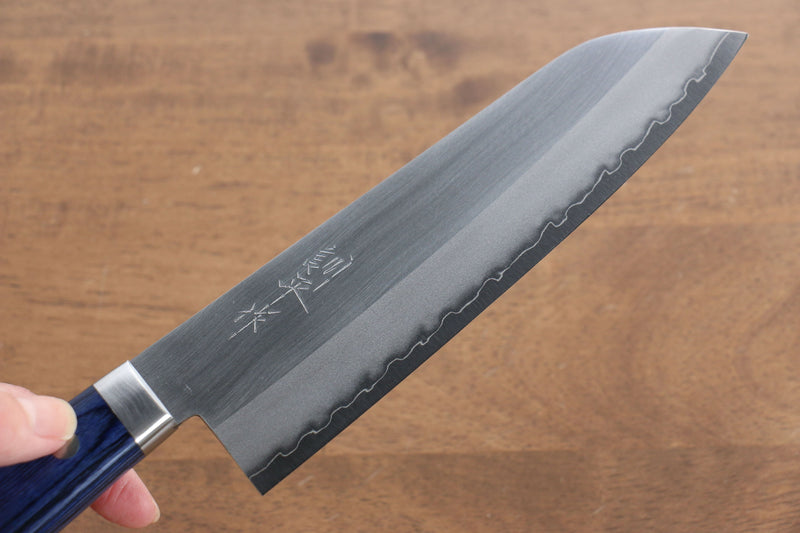 Kunihira VG1 Migaki Terminé Santoku  170mm Bois de pakka bleu Manipuler - japanny-FR