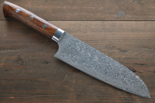 Takeshi Saji R2/SG2 Damas noir Santoku  180mm Ironwood Manipuler - japanny-FR