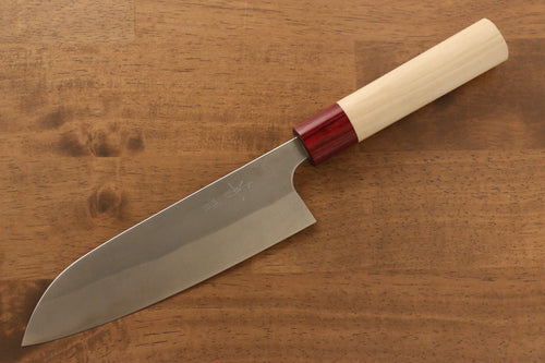 Masakage Yuki Acier Blanc No.2 Nashiji Santoku  165mm Magnolia Manipuler - japanny-FR