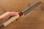 Masakage Yuki Acier Blanc No.2 Nashiji Santoku 165mm Manipuler Magnolia - japanny-FR