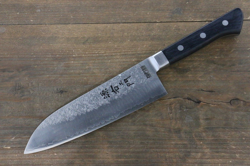 Takayuki Iwai ZDP189 Martelé Santoku  170mm Bois de Pakka Manipuler - japanny-FR