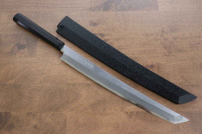 Sakai Takayuki Zangetsu Acier Blanc No.1 Sakimaru Yanagiba  330mm Bois d'ébène Manipuler avec Gaine - japanny-FR