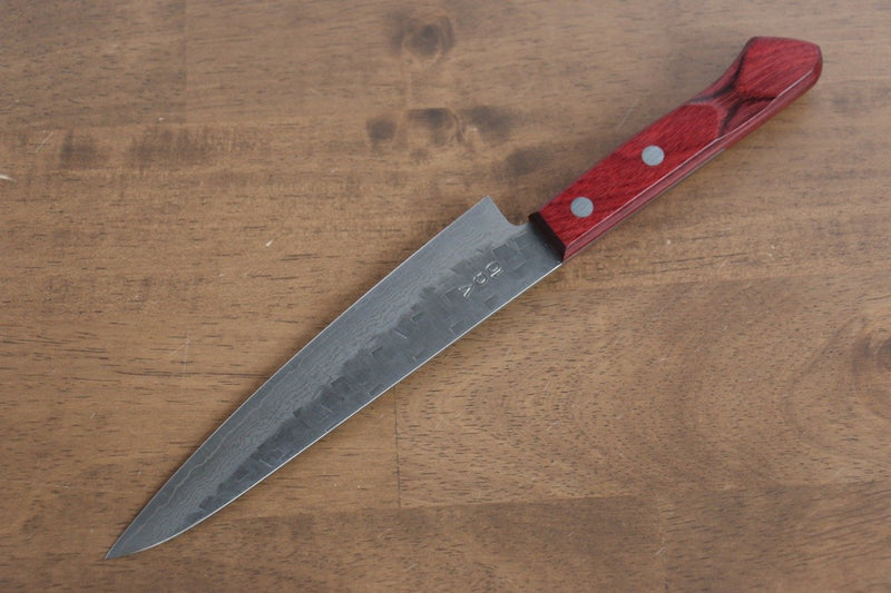 Nao Yamamoto VG10 Damaacus martelé Nashiji Petite-utilité  160mm Bois de pakka rouge Manipuler - japanny-FR