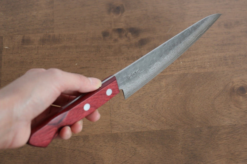 Nao Yamamoto VG10 Damaacus martelé Nashiji Petite-utilité  160mm Bois de pakka rouge Manipuler - japanny-FR