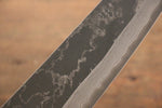 Shungo Ogata Acier Blanc No.2 Kurouchi Damas Santoku  180mm Shitan Manipuler - japanny-FR