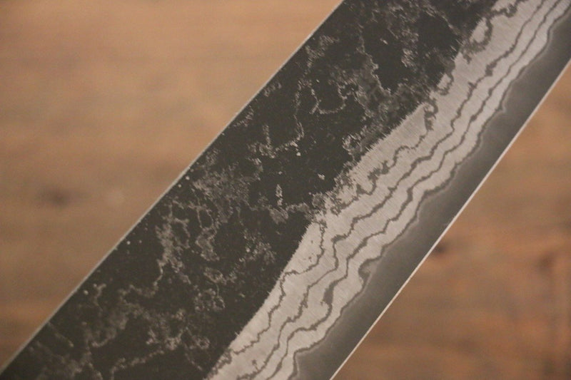 Shungo Ogata Acier Blanc No.2 Kurouchi Damas Gyuto  240mm Shitan Manipuler - japanny-FR