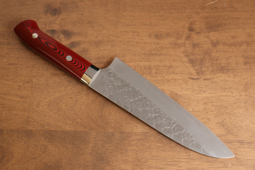 Takeshi Saji SRS13 Martelé Santoku  165mm Micarta rouge Manipuler - japanny-FR