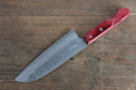 Nao Yamamoto VG10 Damaacus martelé Santoku  170mm Bois de pakka rouge Manipuler - japanny-FR