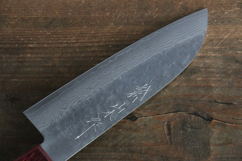 Nao Yamamoto VG10 Damaacus martelé Santoku  170mm Bois de pakka rouge Manipuler - japanny-FR