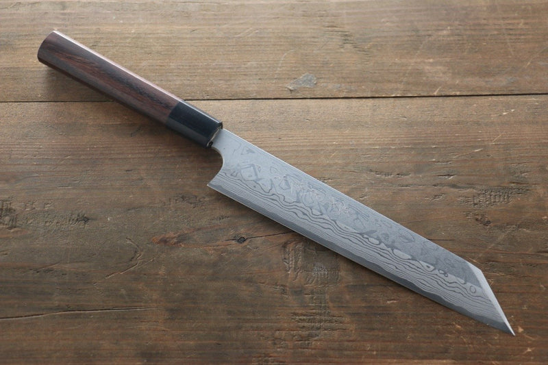 Hideo Kitaoka Acier Blanc No.2 Damas Kiritsuke Yanagiba  210mm Shitan Manipuler - japanny-FR