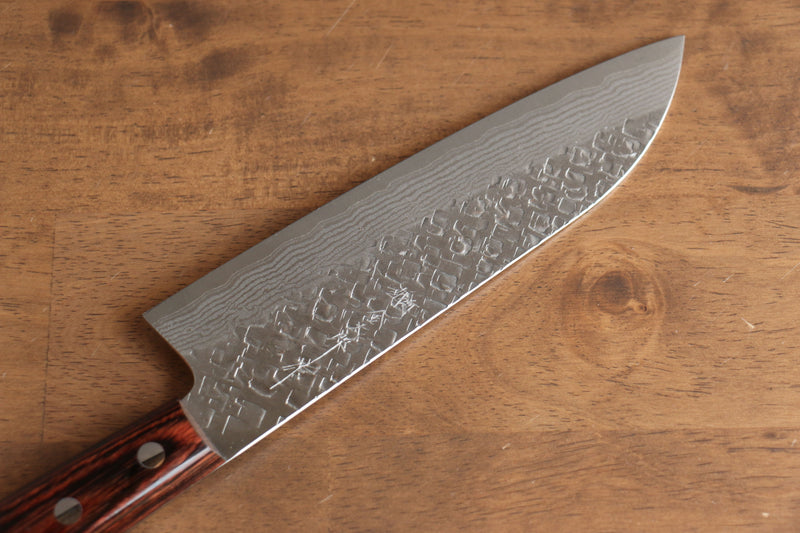 Yoshimi Kato VG10 Martelé(carré) Santoku  170mm Bois de Pakka marron Manipuler - japanny-FR